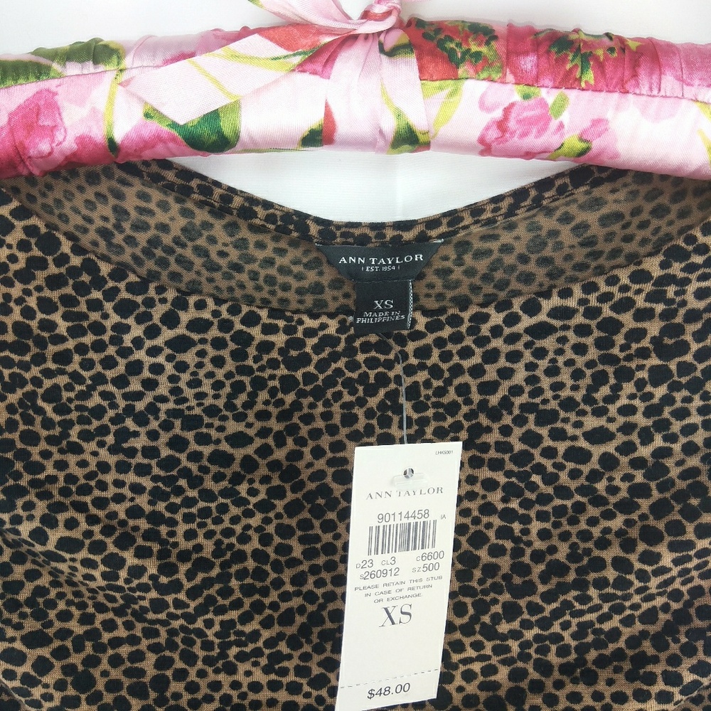 Ann Taylor NWT cheetah rouched sleeveless xs top - Picture 5 of 8